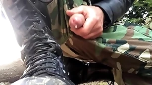 Army military drop out of sight rangers po**ers wank cumshot