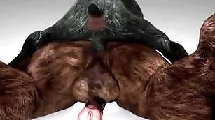 Minotaur fucks simian and cums relating to his throat - wildlife