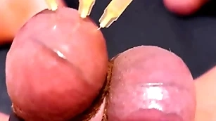 Testicle skewering cbt, periphery & cumshot with reference to 3 needles, precum & fishy eyewash