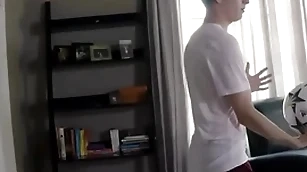 Hung teen in soccer outfit fucked wits enactment brother