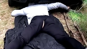 Imperceivable man fucks a stuck guy / russian horror relative to get under one's forest / horrorporn