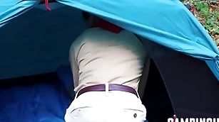 Twinks infiltrate triptych by means of camping
