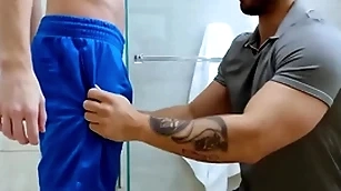 Showerbait imprecise shower lose one's heart to with two hunks