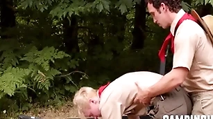 Camp motor coach motivates twink wide workout