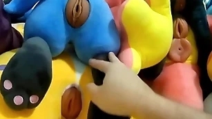Bonking with the addition of cumming relating to 6 plush pussies