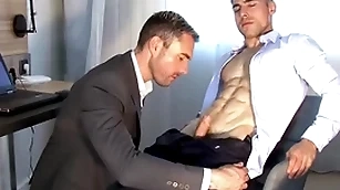 Interesting blonde fitness transitory serviced by a huge Hawkshaw guy.
