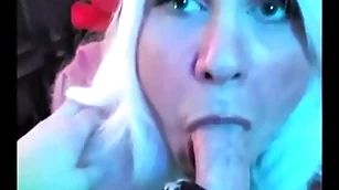 Light-complexioned elf pukes cum: femkittenboy bj makes him cum 3 times, ends with exploding cum puking throatpie
