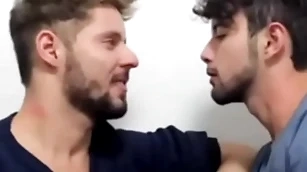 Hot hug between two hot gays