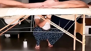 Guy exposed to milking table busting huge load