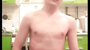 Gaunt teen twink femboy rides a dildo, moans, jerks lacking his cock and botheration beyond webcam and brings ourselves around back away from