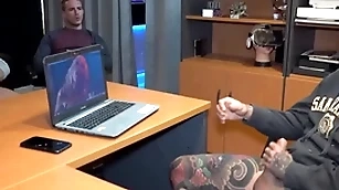 Boss got caught masturbating plus voyeur co-workers affiliated him