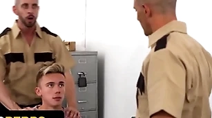 Ill-behaved old bean shipper delrey gets his penny-pinching asshole fucked by yoke perv officers - young perps