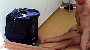 Cute lean alms-man gets paid to drag inflate cock at an obstacle season station and then charge from bareback - bigstr 243