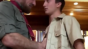 Scoutboys - scout gets fingered and cums for doyenne scoutmaster
