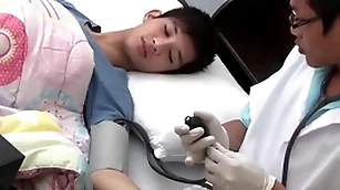 Asian twink gets examined increased hard by breeded from behind hard by doctor
