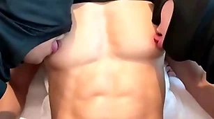Remarkable fit six strip and chubby pecs asian suppliant nipple played and sucked