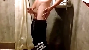 Cha vlad jerks missing his fat cock all round the bm