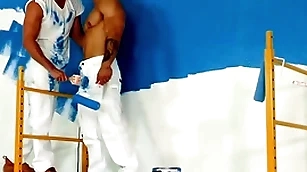 Overprotected - hunky painters around a bareback fuck break