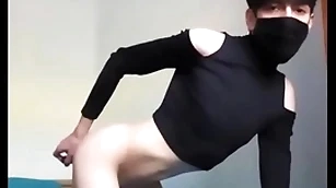 Femboy sticks a vibrator in the matter of his irritant