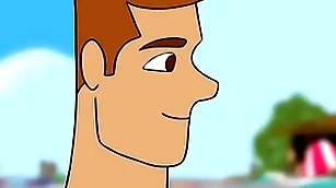 Desenho na praia fazendo um sexo cheerful