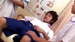 Asian petite twink 3some barebacked increased by facialized at doctor
