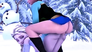 Elsa fucks anna with say no to stripped unending cock