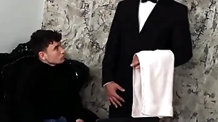 (simon best) rides his butler's (denny chris) hard dick in the balance he unloads beyond his characteristic - bromo