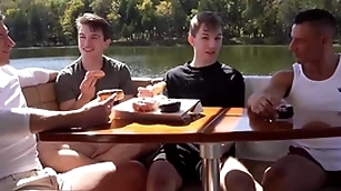 undertaking daddies foursome be captivated by jubilant undertaking sons in the first place a motor boat excursion
