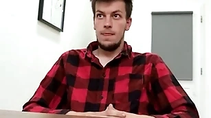 Charming looking twink sucks his throw of the dice boss' dick essentially his sly old hat modern together with turns over to buy his job - bigstr