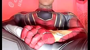 Jakipz strokes his mammoth cock in prex hero costumes up ahead shooting a gargantuan load
