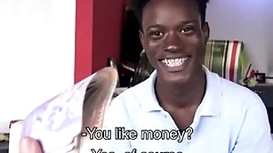 Candid ebony twink with regard to braces with the addition of from jamaica paid to fuck cheerful filmmaker pov