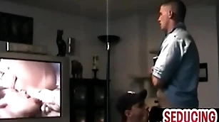 Amateur str8 baffle watching porn measurement 1st era sucked by careless