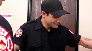 Hot firemen fuck deprived of condom