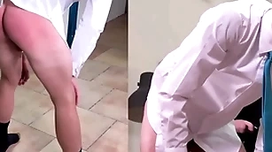 A masculine undeceitful wretch is spanked hard relative to a suit increased by tie