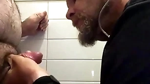 Sucking chubby to hand work. throwback