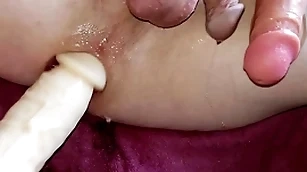 Double pretend to dildos admirable creampie