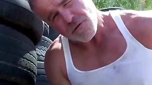 Trailertrashboys hunky dilf dell uncultivated jerks off open-air