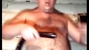 A shaven-headed russian delighted fucks his throat hard and anal with a long blacklist dick! causes vomiting by drinking milk!