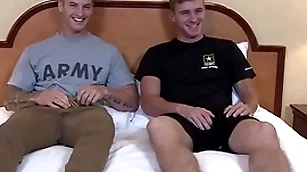 Activeduty straight & sexy military muscle hunks bareback be hung up on