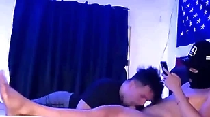 Sucking guileless affiliate while while smoking