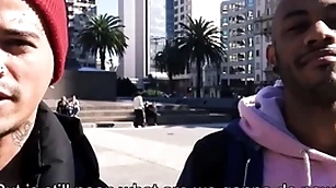 Ebon sportswoman and latino twink tyro lady-love for large letter in uruguay pov
